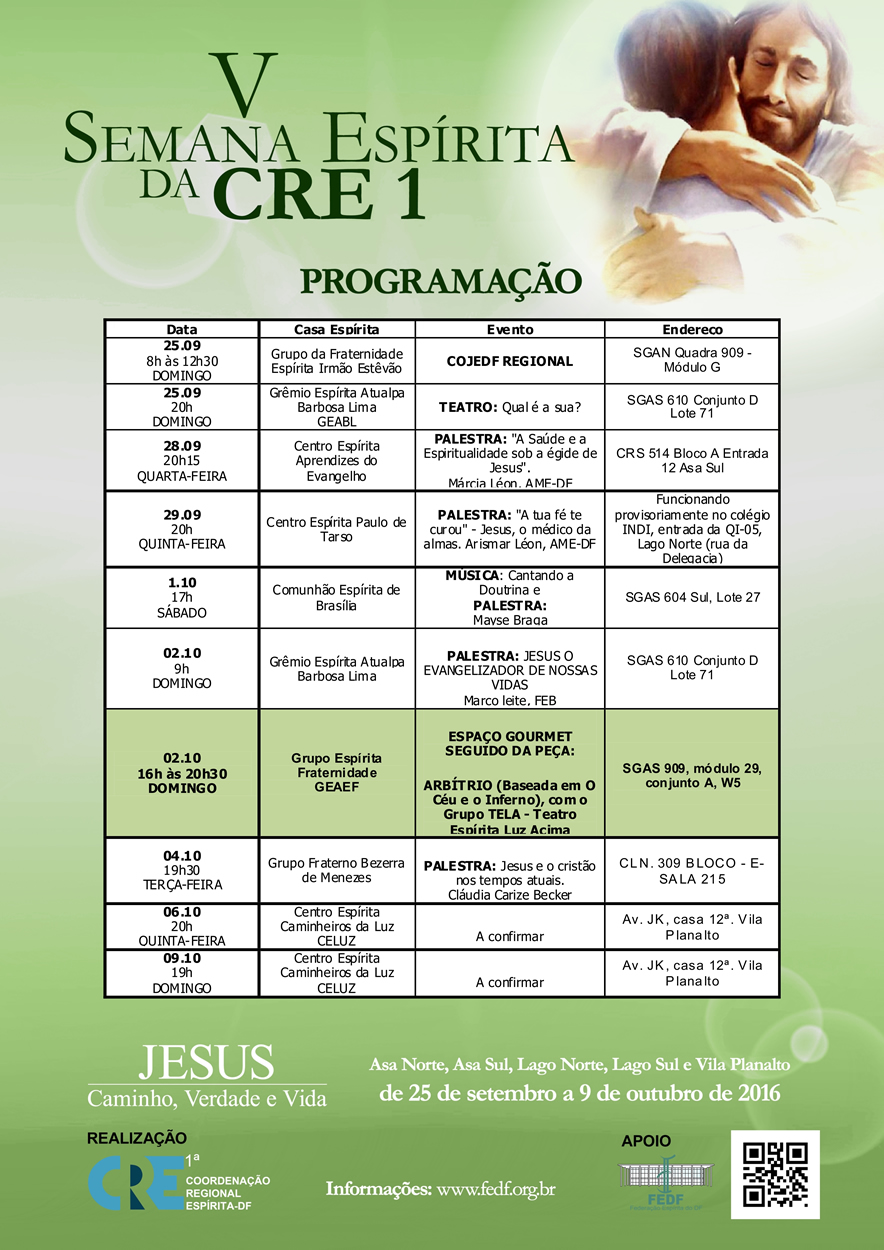 Programação - V Semana Espírita da CRE 1